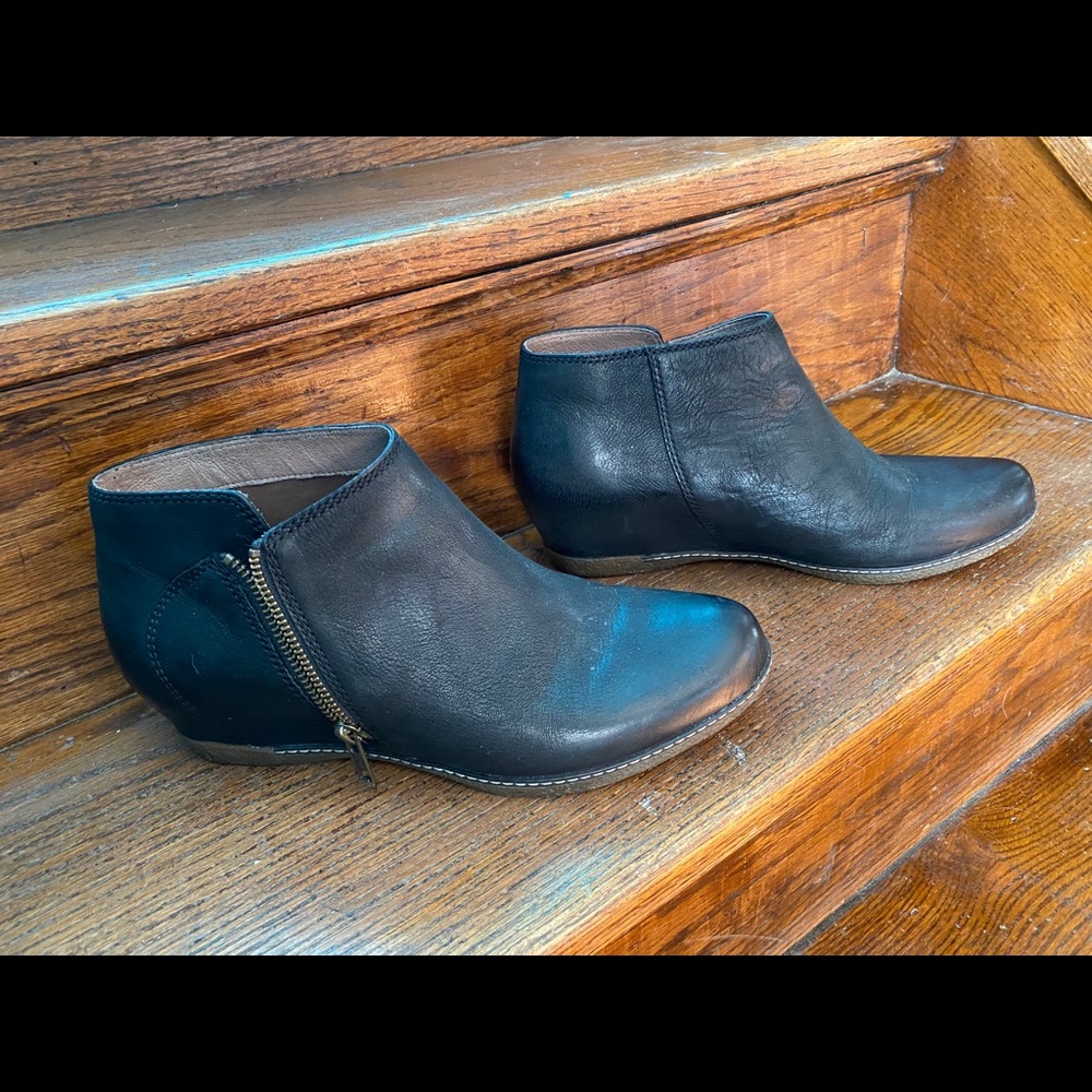 Dansko Black Leyla Leather Wedge Boot